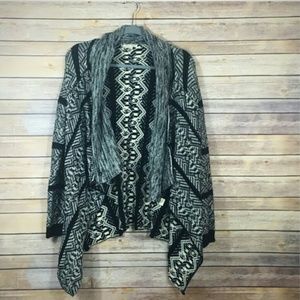Hem & Thread Printed Waterfall Open Cardigan